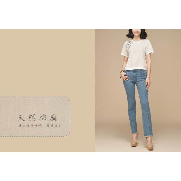 圓領花苞刺繡T恤 