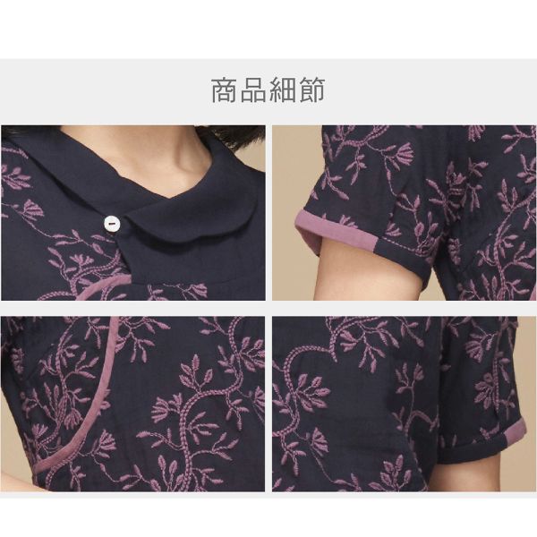 配色刺繡花瓣領上衣 