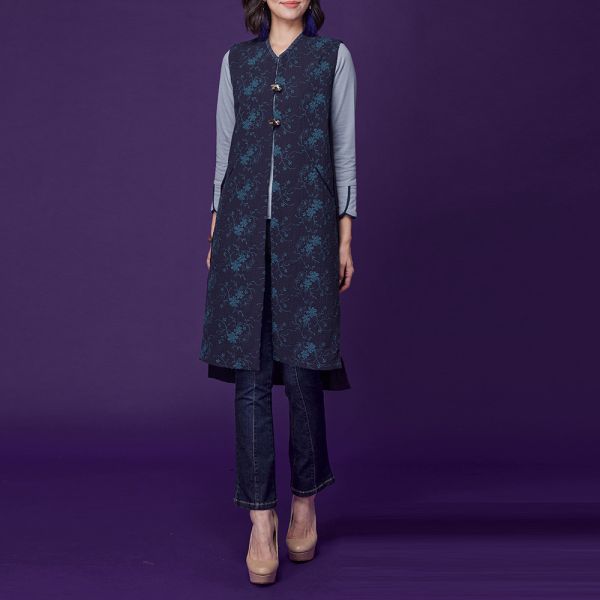 配色刺繡顯瘦背心 