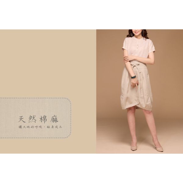 亞麻立領半開上衣 