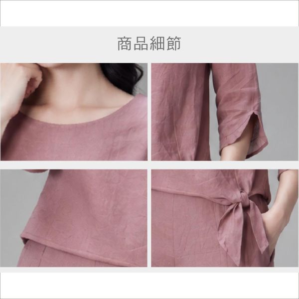 亞麻綁結造型上衣 