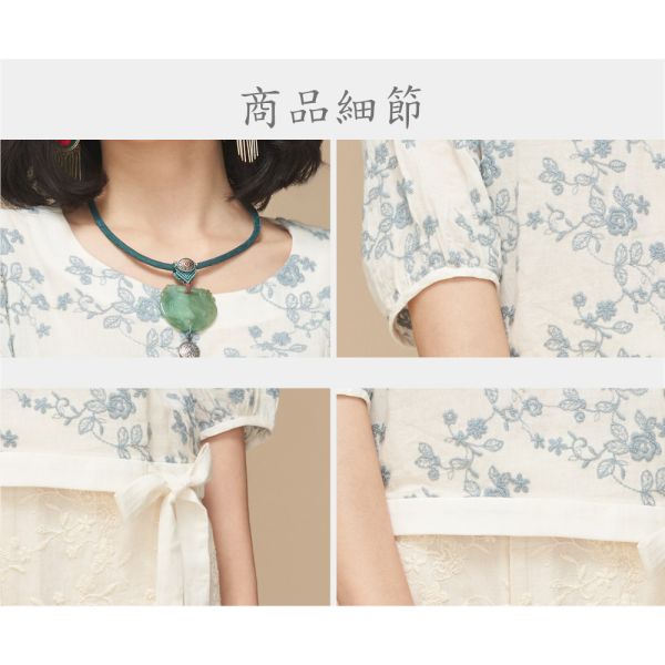 配色刺繡綁結上衣 