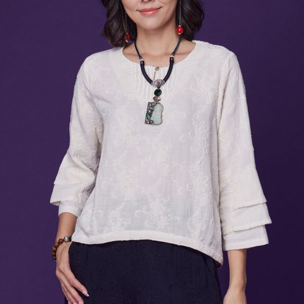 刺繡造型花苞上衣 