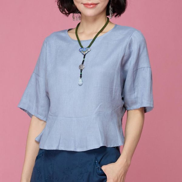 亞麻浪漫上衣 