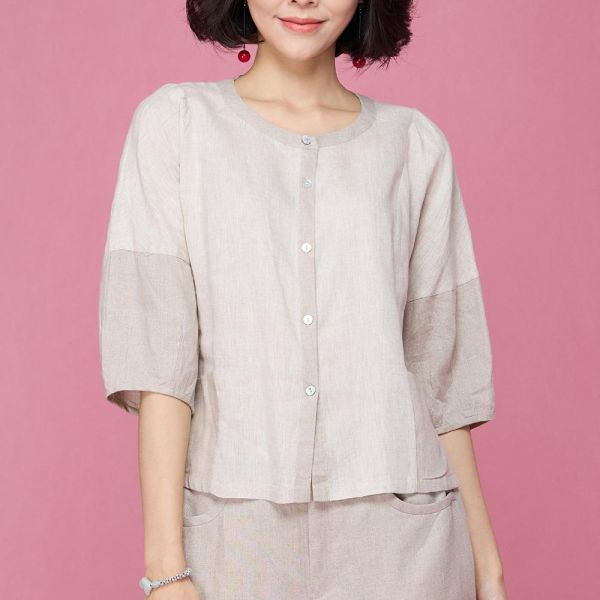 亞麻配色小外套 