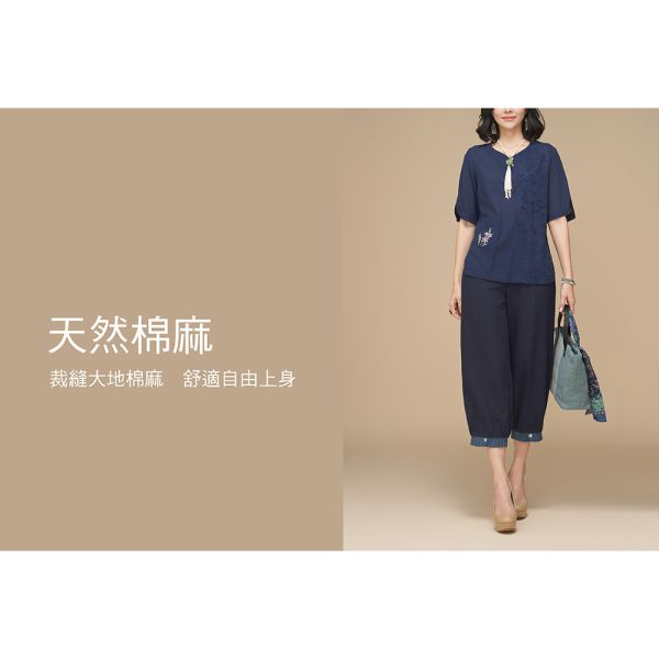 手繪刺繡顯瘦上衣 