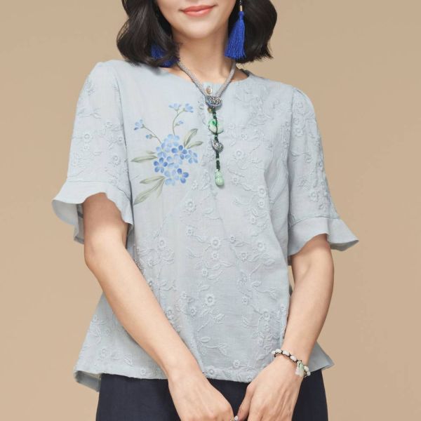 手繪刺繡浪漫上衣 