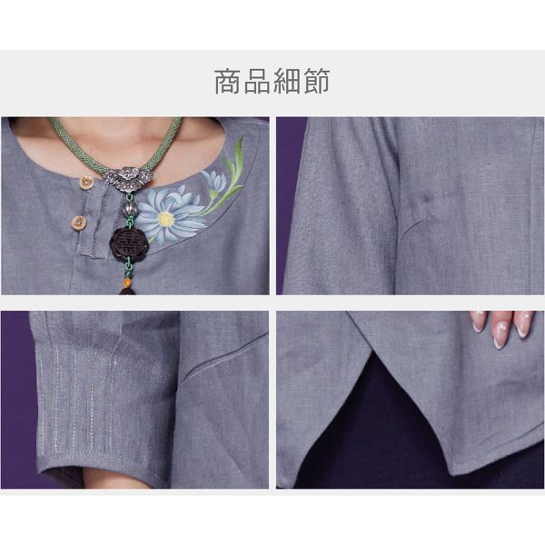 手繪亞麻造型上衣 