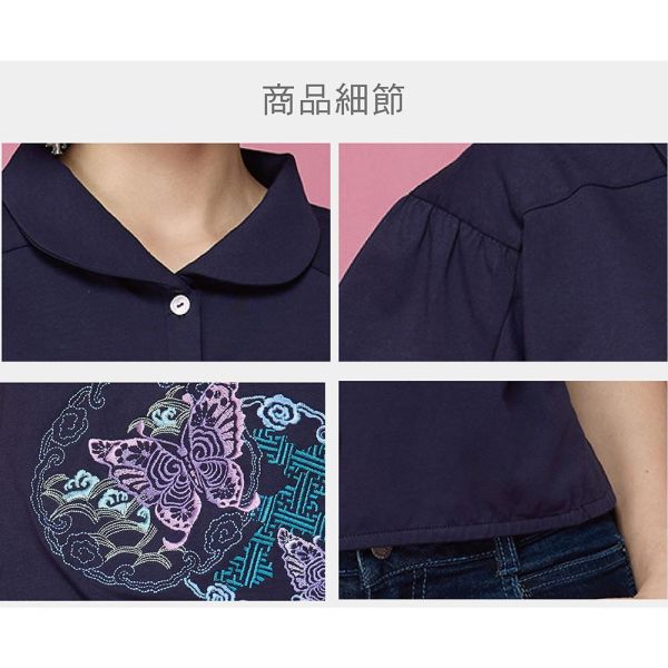 刺繡翻領造型T恤 