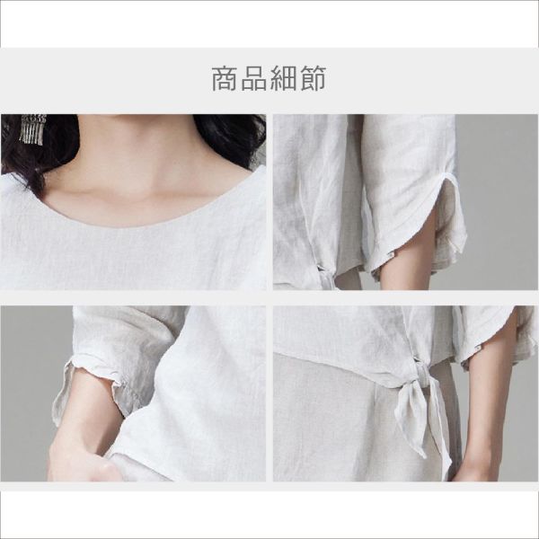 亞麻綁結造型上衣 