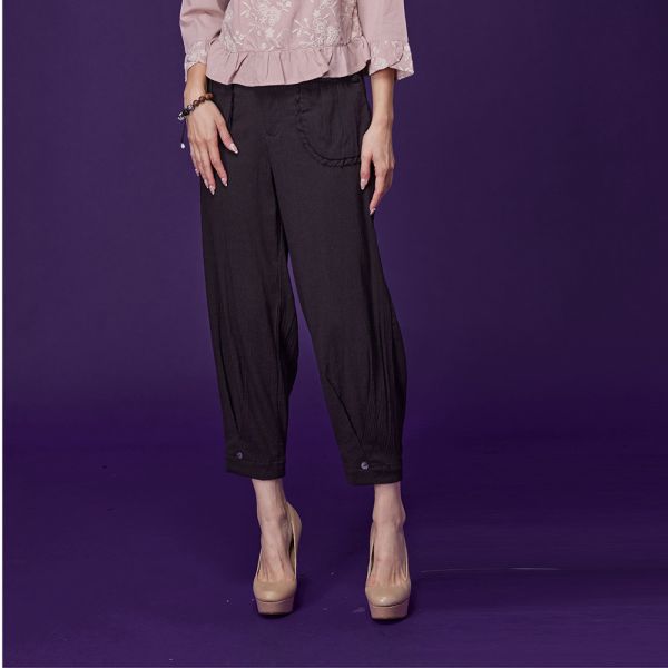 亞麻古布花苞褲 