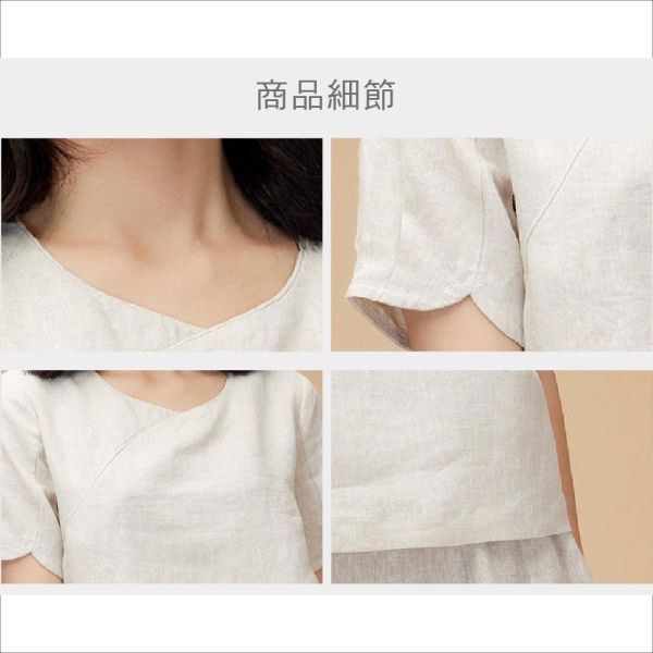 亞麻心型領浪漫上衣 