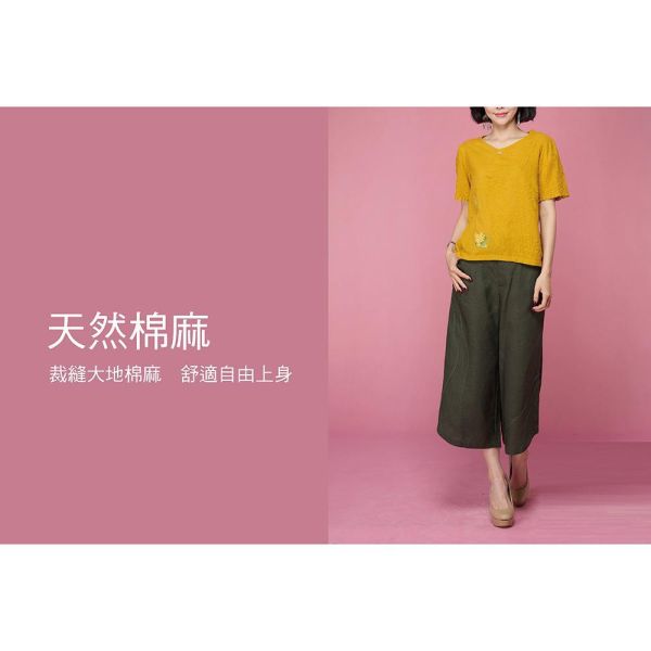 手繪刺繡半袖上衣 