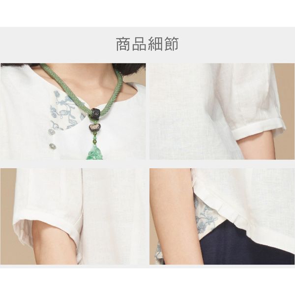 亞麻花苞袖上衣 