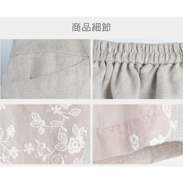 亞麻刺繡九分褲 