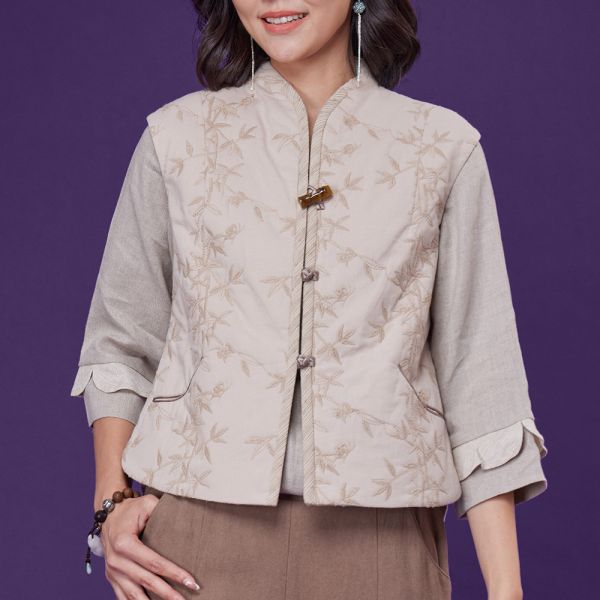 刺繡鋪棉短背心 