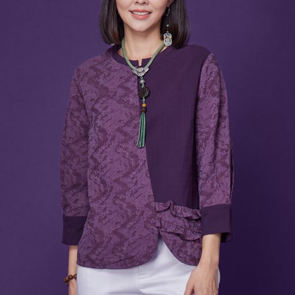 緹花花苞袖顯瘦上衣 