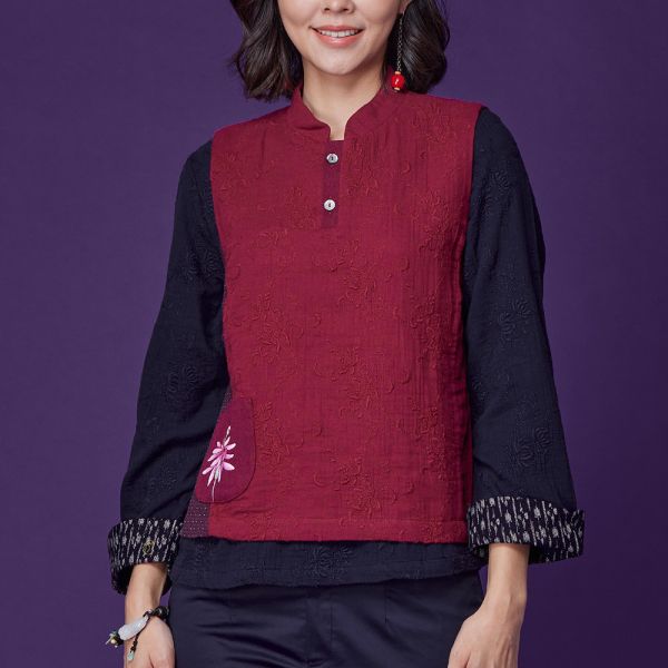 手繪刺繡古布背心 