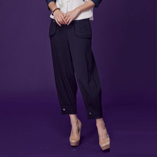 亞麻古布花苞褲 