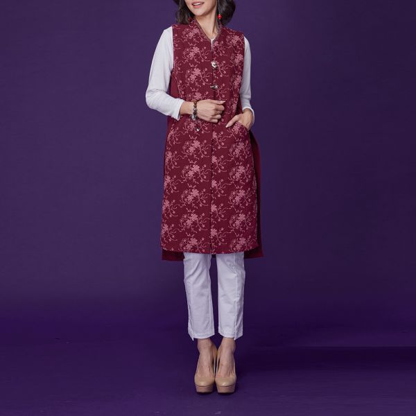 配色刺繡顯瘦背心 