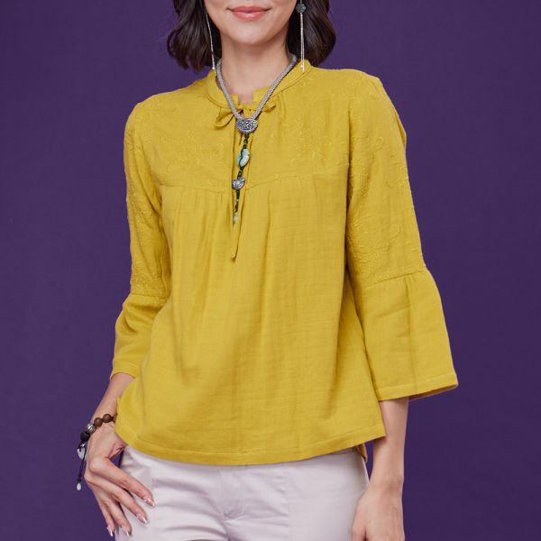 刺繡公主袖上衣 