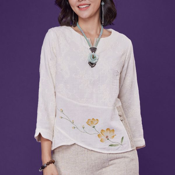 手繪刺繡古布上衣 