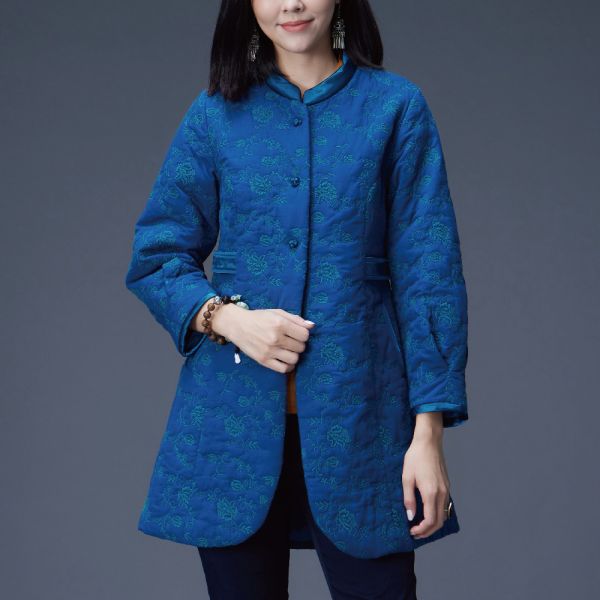 刺繡鋪棉長板外套 