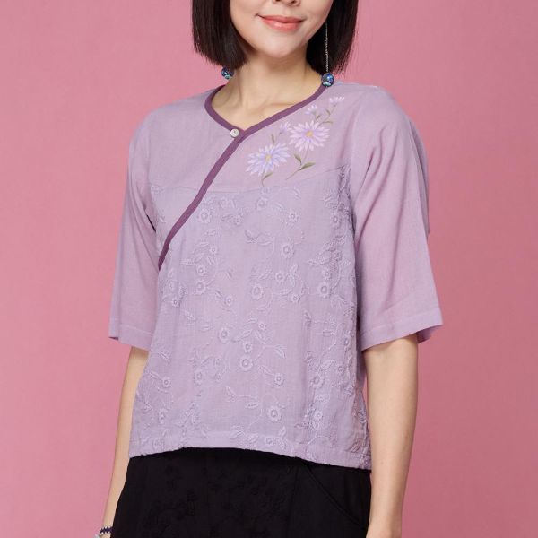 手繪刺繡斜襟上衣 