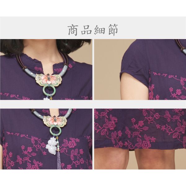 刺繡花苞七分洋裝 