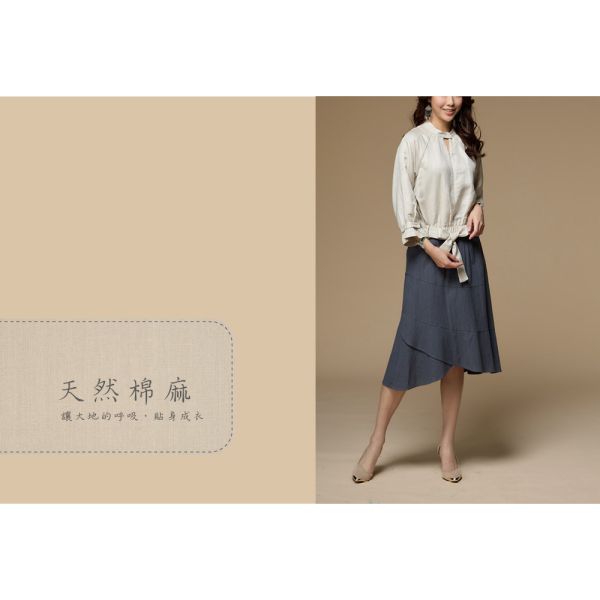 亞麻綁結拉鍊上衣 