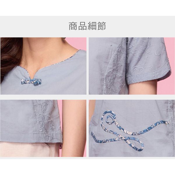 刺繡古布車花上衣 