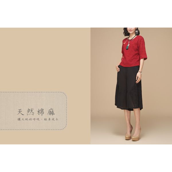 手繪刺繡圓弧上衣 