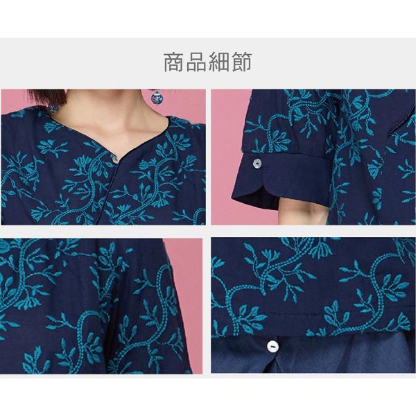 刺繡花包袖上衣 