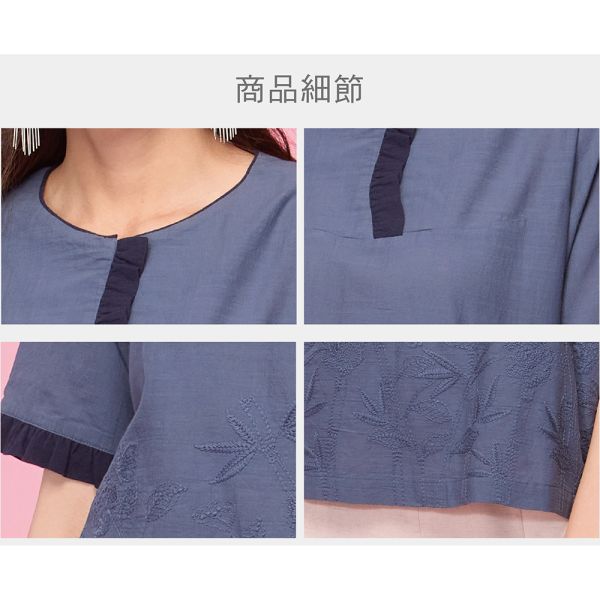 刺繡荷葉袖上衣 
