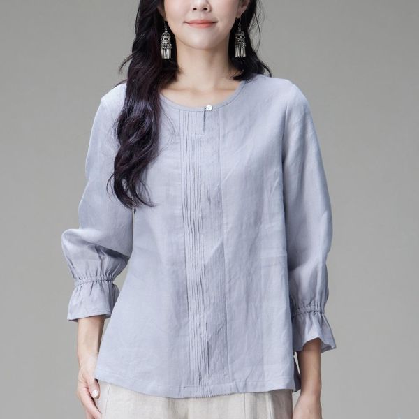 亞麻燈籠袖上衣 