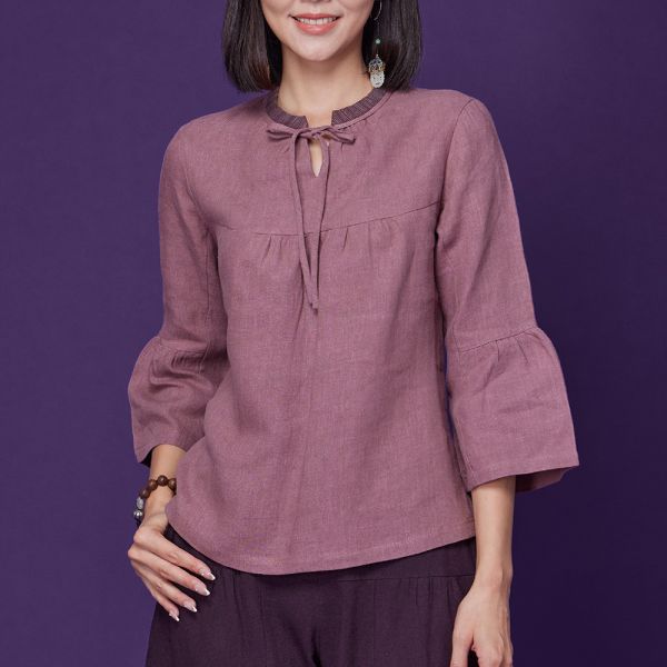 亞麻綁結上衣 