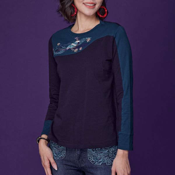 刺繡配色顯瘦T桖 