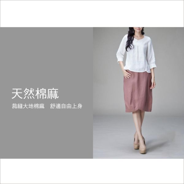 亞麻花苞袖上衣 