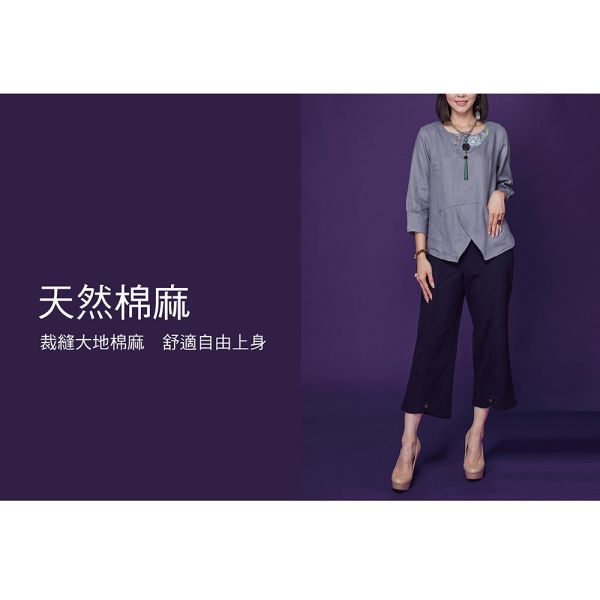 手繪亞麻造型上衣 