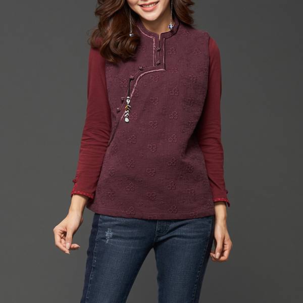 刺繡斜襟玉串背心 