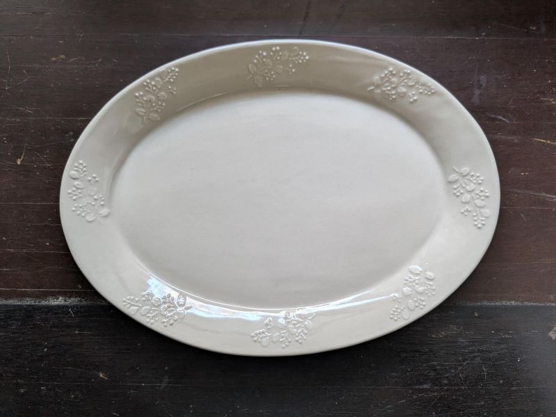 石川智子 金合歡紋樣橢圓盤 陶藝 陶土 無印良品 手工器皿 日系 日本職人 金合歡橢圓盤