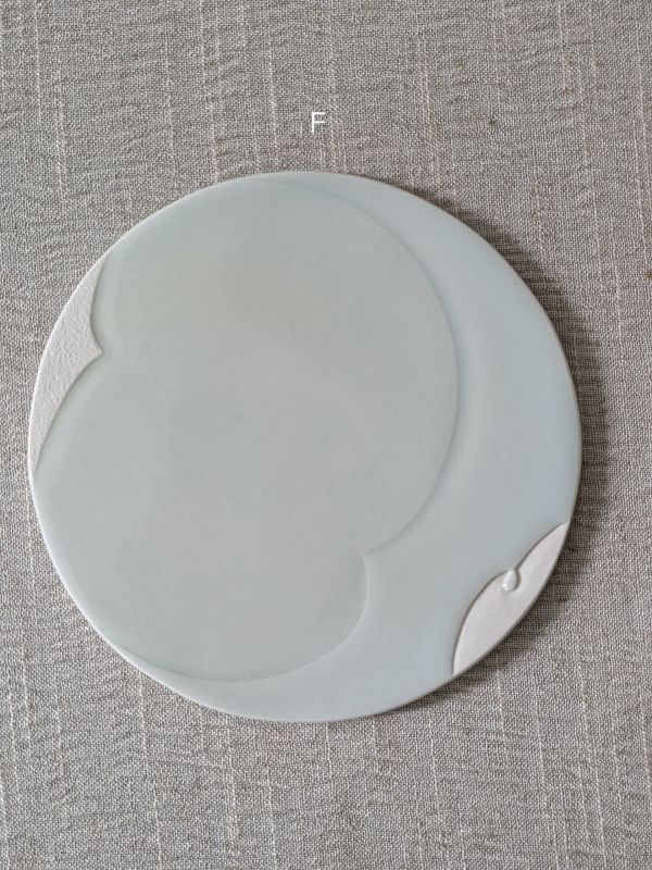 張慢 青瓷平皿 作品多藉由輕柔小心的動作產生指向,在日常感知中搜尋相關記憶,以拆解與重組細微視角,梳理自然及現成物的輪廓與痕跡,讓他們變得輕盈自在、中性,保有更多空間自我詮釋。陶瓷僅是創作的媒材之一,無需限制於實用與非實用、工藝與藝術之間,作品的形成,即是我記錄生活的習慣與方式,人的記憶有限,瞬間記憶更是容易消散,我想將如同視覺暫留的種種,保留在生活當中。