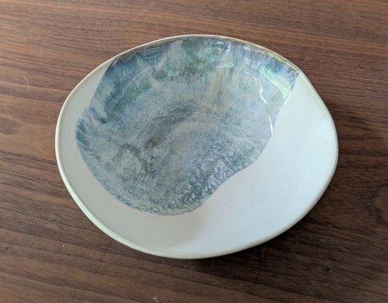 吳慧芳 藍綠刷紋皿 