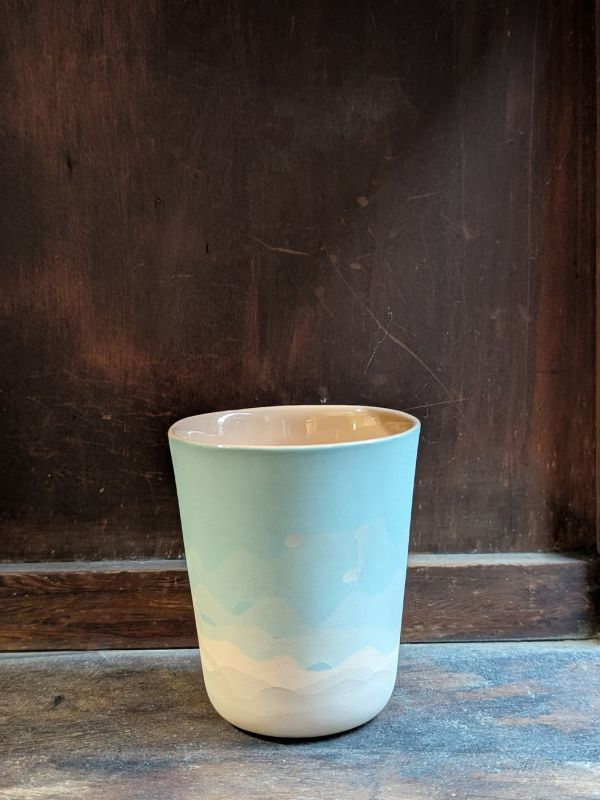 林羿仲 流動紋水杯/粉藍 台灣作家 陶藝家 陶藝 慢慢生活美 展覽 gallery
