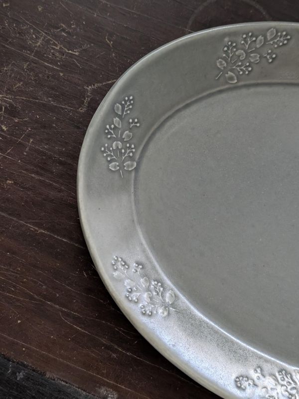 石川智子 金合歡紋樣橢圓盤 陶藝 陶土 無印良品 手工器皿 日系 日本職人 金合歡橢圓盤