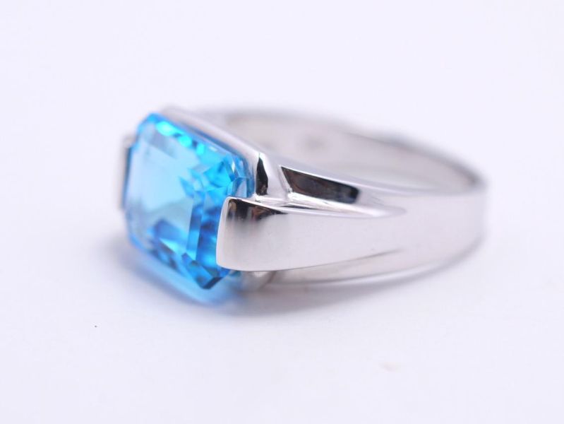 11月生日石 天然拓帕石Topaz 瑞士藍 18K白金 寬版戒指 附保證書 耳環,針式,水晶,鑽石,玉石翡翠,紅珊瑚,輕珠寶,項鍊,寶石,大千珠寶