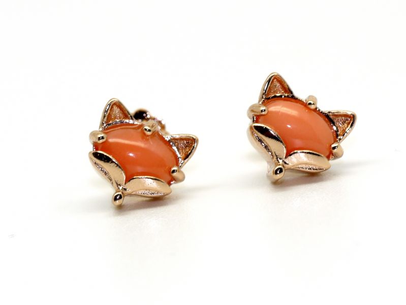 Angel Skin Pink Coral Cat 925 Sterling Silver Stud Earrings pink coral, cat, stud, earrings, gemstone, jewelry