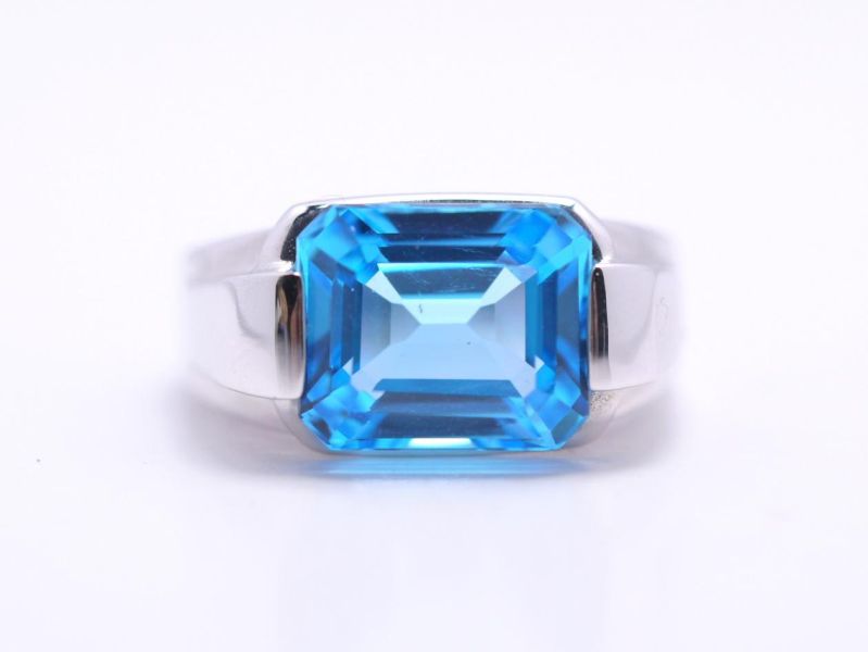 11月生日石 天然拓帕石Topaz 瑞士藍 18K白金 寬版戒指 附保證書 耳環,針式,水晶,鑽石,玉石翡翠,紅珊瑚,輕珠寶,項鍊,寶石,大千珠寶