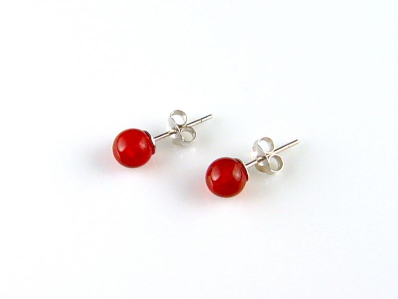 Red Onyx 6mm beads 925 Sterling Silver Stud Earrings stud,earrings,onyx,agate,jewelry