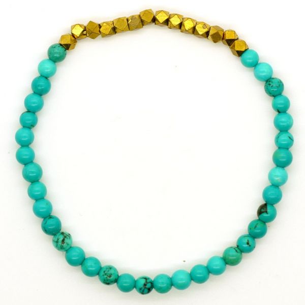 Turquoise 4mm beads with Brass Bracelet  turquoise,bracelet,gemstone,jewelry